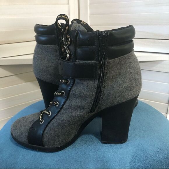 Juicy Couture Gray Wool Vegan Leather Boots 8.5 - Picture 10 of 11